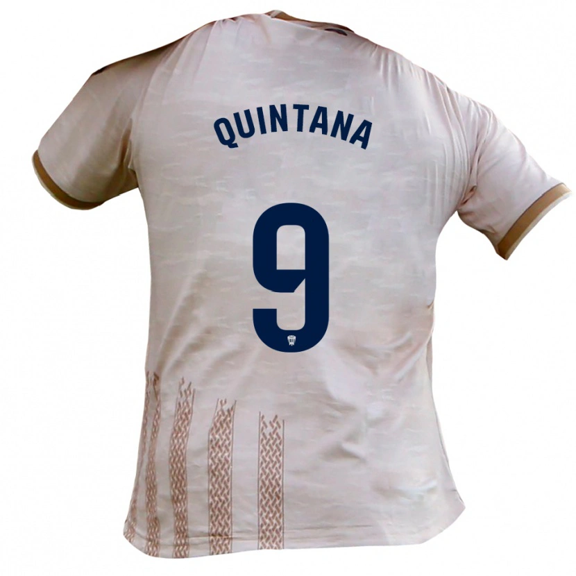 Danxen Uomo Maglia Nacho Quintana #9 Bianco Sporco Marrone Kit Gara Away 2025/26 Maglietta