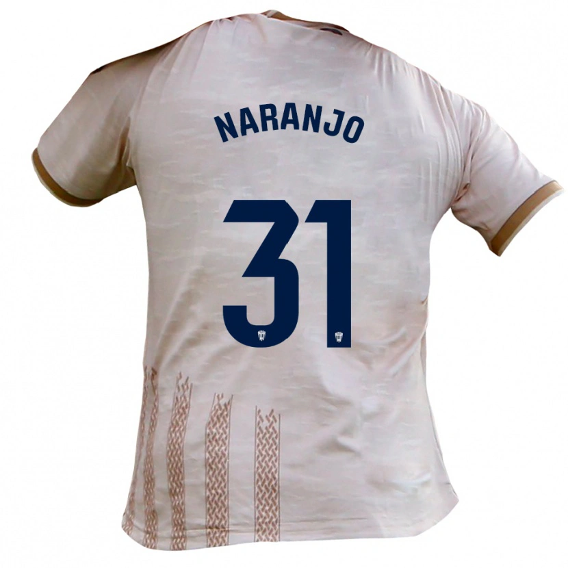 Danxen Uomo Maglia David Naranjo #31 Bianco Sporco Marrone Kit Gara Away 2025/26 Maglietta