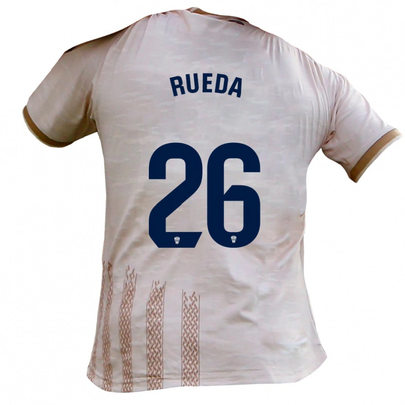 Danxen Uomo Maglia Carlos Rueda #26 Bianco Sporco Marrone Kit Gara Away 2025/26 Maglietta