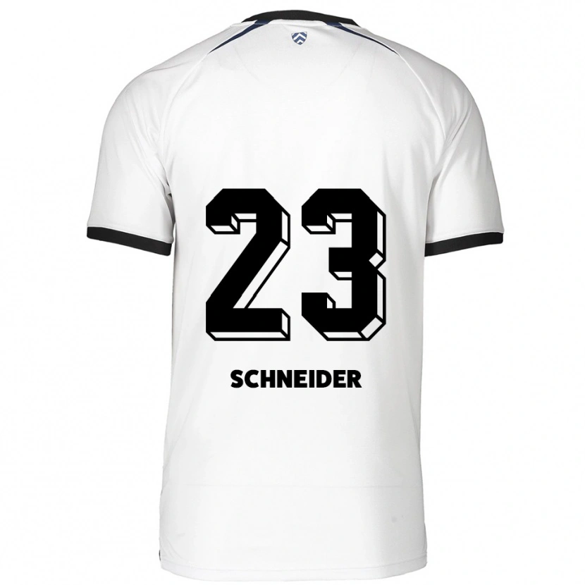 Danxen Uomo Maglia Leon Schneider #23 Bianco Nero Kit Gara Away 2025/26 Maglietta