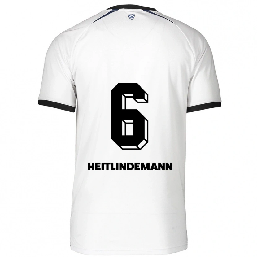 Danxen Uomo Maglia Leonie Heitlindemann #6 Bianco Nero Kit Gara Away 2025/26 Maglietta