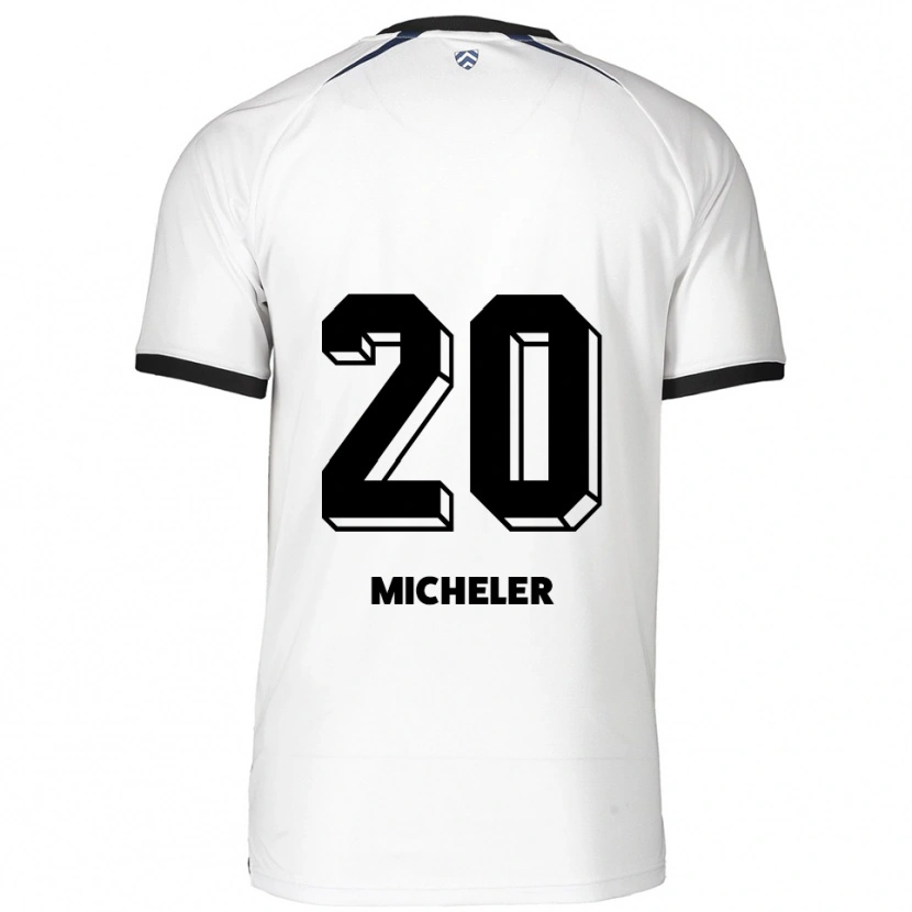 Danxen Uomo Maglia Florian Micheler #20 Bianco Nero Kit Gara Away 2025/26 Maglietta