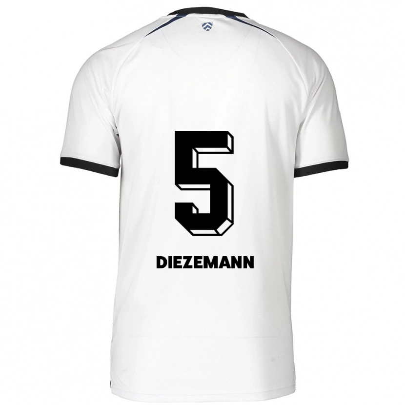 Danxen Uomo Maglia Yoost Diezemann #5 Bianco Nero Kit Gara Away 2025/26 Maglietta