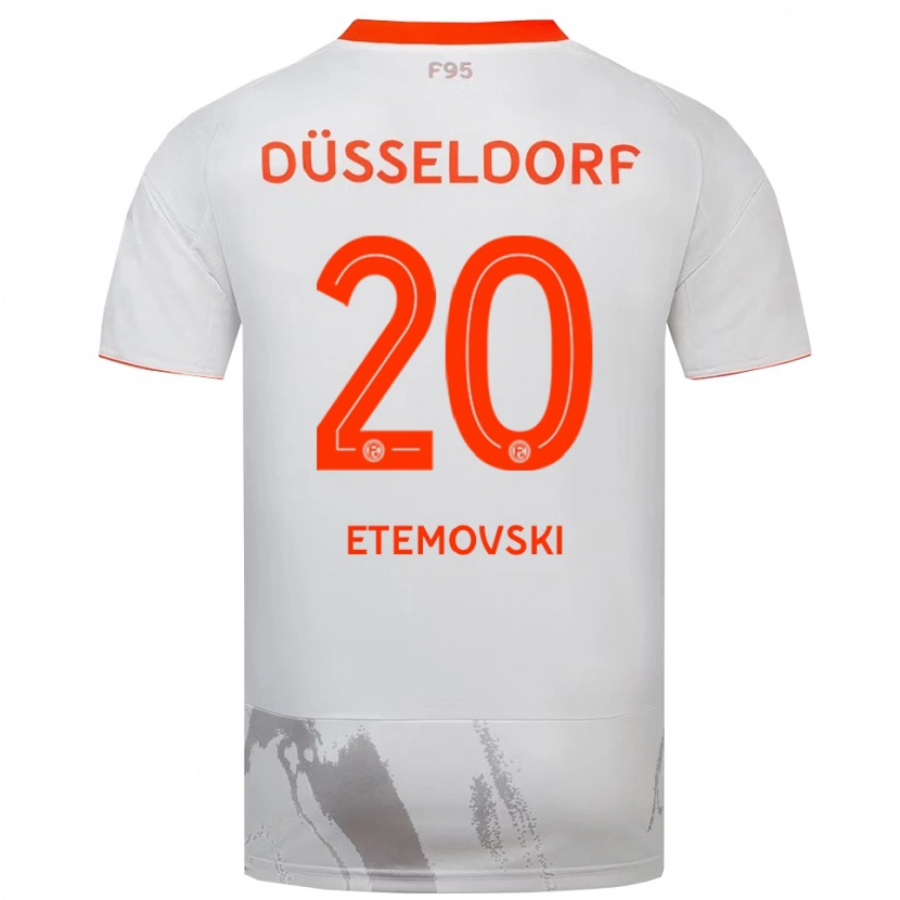 Danxen Uomo Maglia Dennis Etemovski #20 Bianco Arancione Kit Gara Away 2025/26 Maglietta