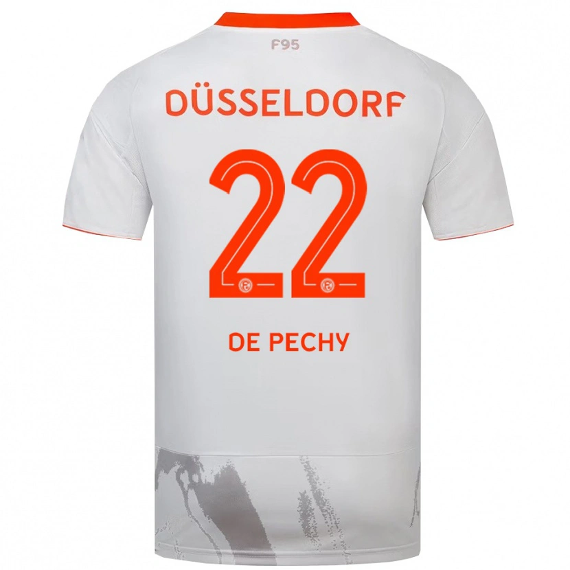 Danxen Uomo Maglia William De Pechy #22 Bianco Arancione Kit Gara Away 2025/26 Maglietta