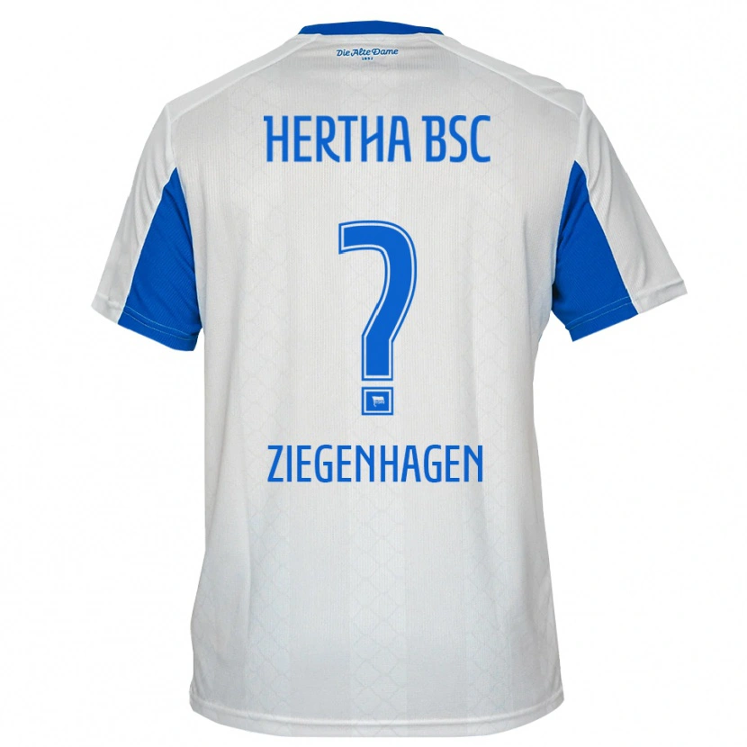 Danxen Uomo Maglia Kevin Ziegenhagen #0 Bianco Blu Kit Gara Away 2025/26 Maglietta