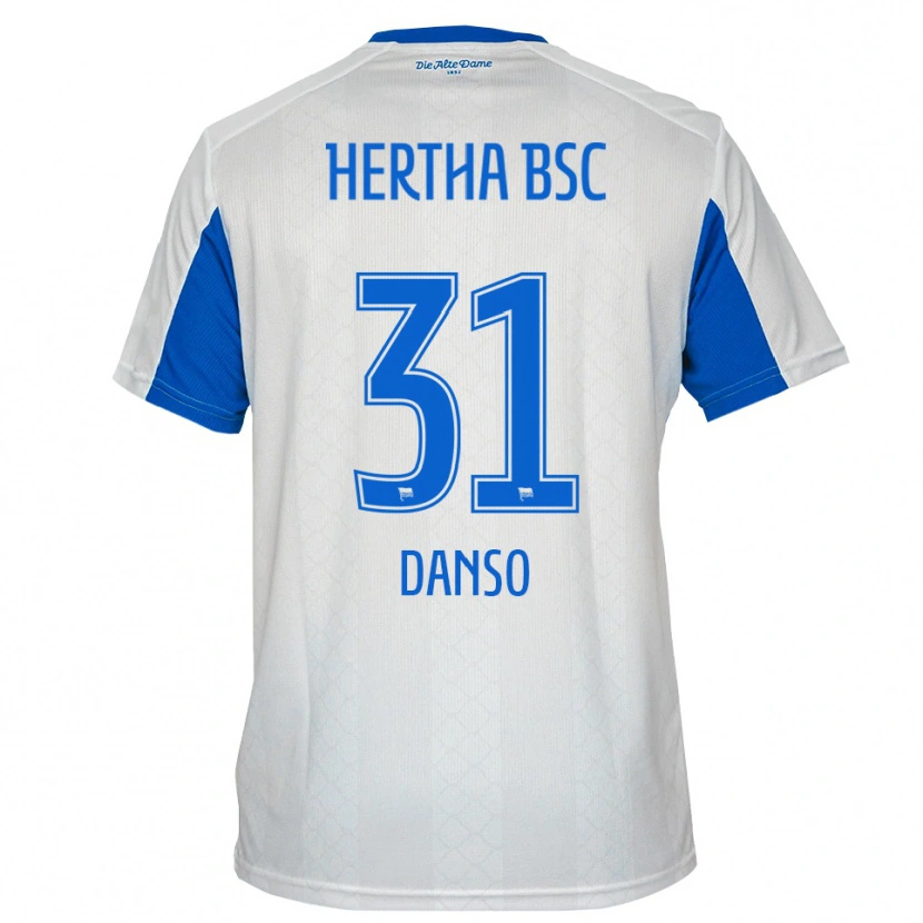 Danxen Uomo Maglia Serwaah-Bonsu Danso #31 Bianco Blu Kit Gara Away 2025/26 Maglietta