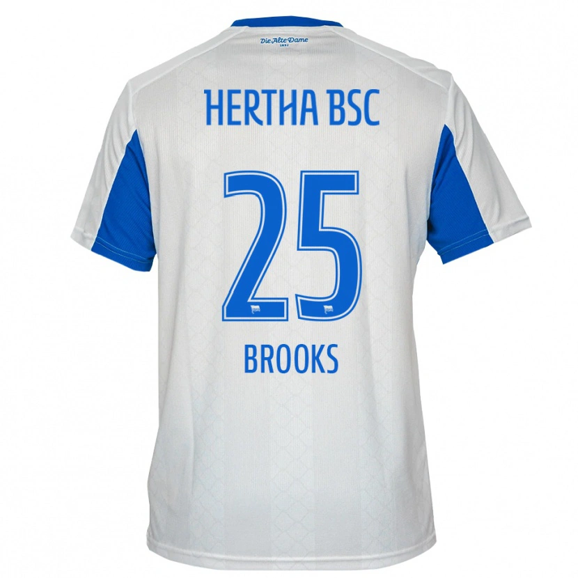 Danxen Uomo Maglia John Brooks #25 Bianco Blu Kit Gara Away 2025/26 Maglietta