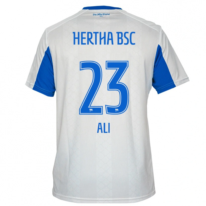 Danxen Uomo Maglia Denniz Ali #23 Bianco Blu Kit Gara Away 2025/26 Maglietta