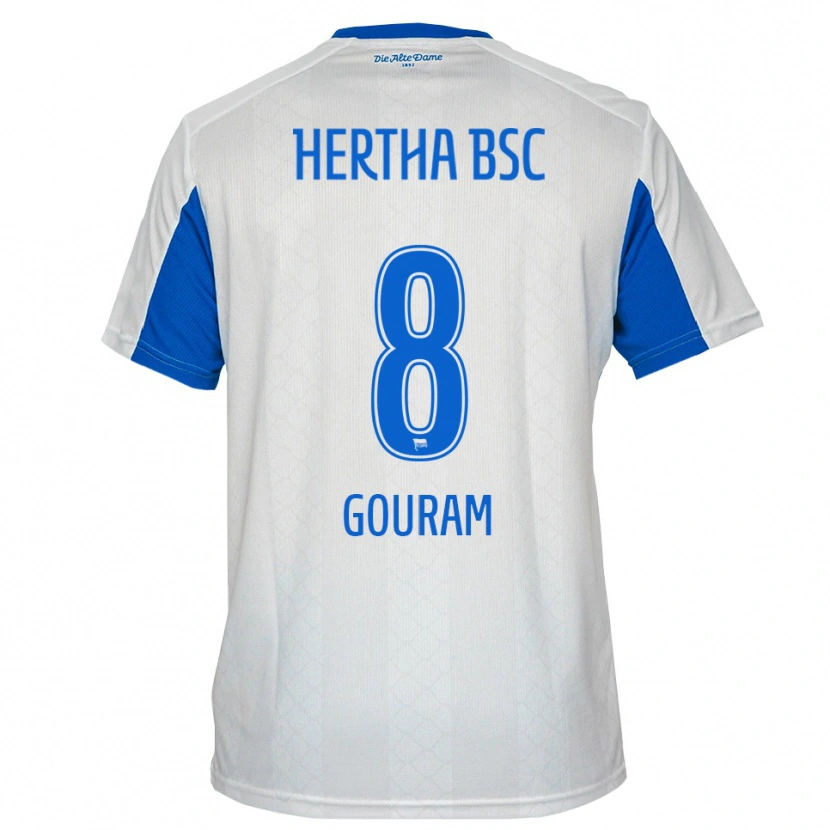 Danxen Uomo Maglia Soufian Gouram #8 Bianco Blu Kit Gara Away 2025/26 Maglietta