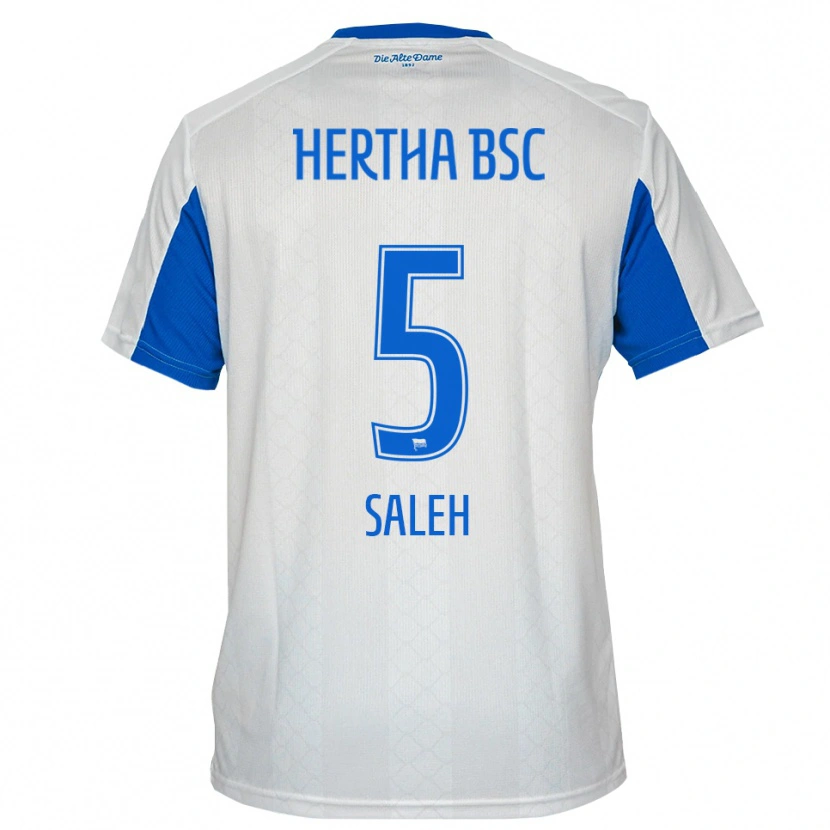 Danxen Uomo Maglia Ibrahim Saleh #5 Bianco Blu Kit Gara Away 2025/26 Maglietta