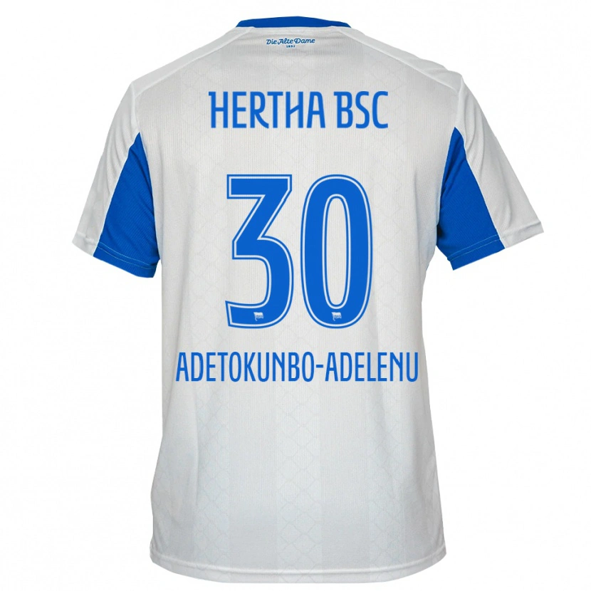 Danxen Uomo Maglia Oluwajimi Adetokunbo-Adelenu #30 Bianco Blu Kit Gara Away 2025/26 Maglietta
