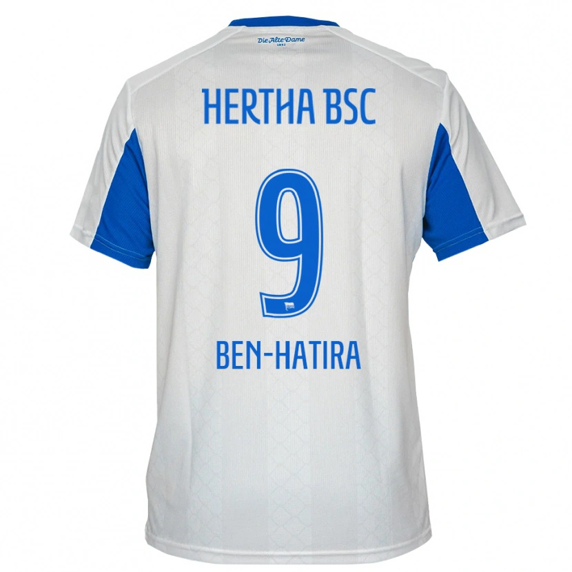 Danxen Uomo Maglia Aslam Ben-Hatira #9 Bianco Blu Kit Gara Away 2025/26 Maglietta