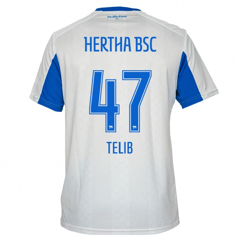 Danxen Uomo Maglia Selim Telib #47 Bianco Blu Kit Gara Away 2025/26 Maglietta
