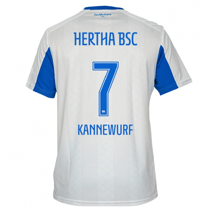 Danxen Uomo Maglia Liam Kannewurf #7 Bianco Blu Kit Gara Away 2025/26 Maglietta