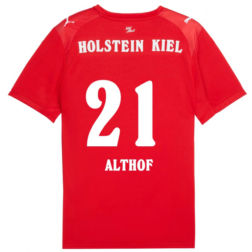 Danxen Uomo Maglia Lea Althof #21 Rosso Blu Kit Gara Away 2025/26 Maglietta