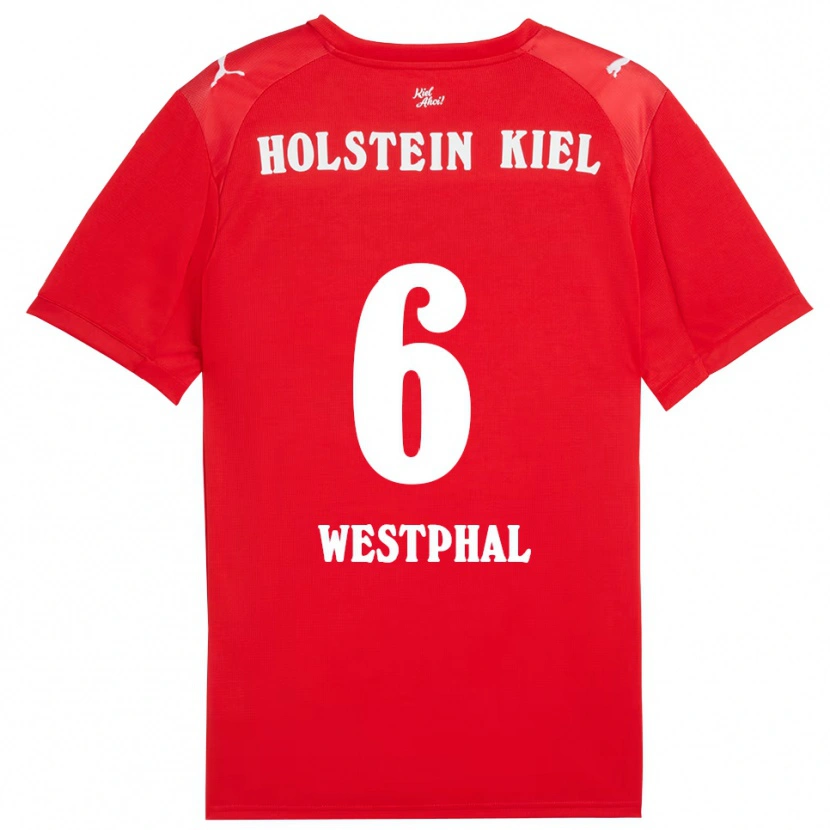 Danxen Uomo Maglia Henrik Westphal #6 Rosso Blu Kit Gara Away 2025/26 Maglietta