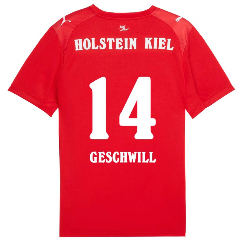 Danxen Uomo Maglia Max Geschwill #14 Rosso Blu Kit Gara Away 2025/26 Maglietta