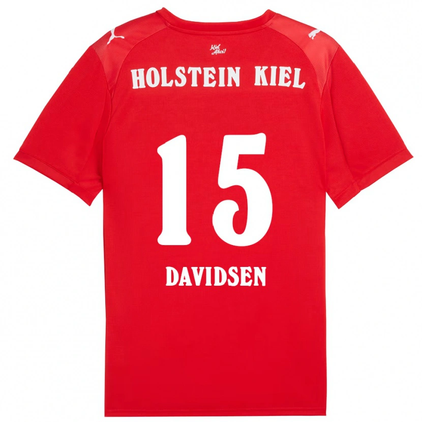 Danxen Uomo Maglia Kasper Davidsen #15 Rosso Blu Kit Gara Away 2025/26 Maglietta
