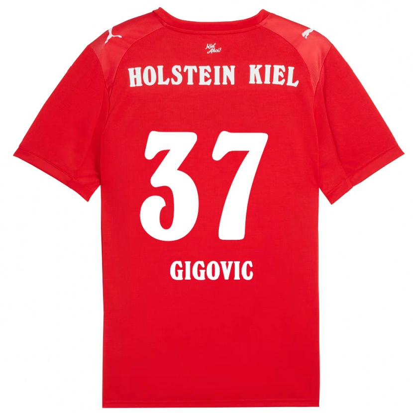 Danxen Uomo Maglia Armin Gigovic #37 Rosso Blu Kit Gara Away 2025/26 Maglietta