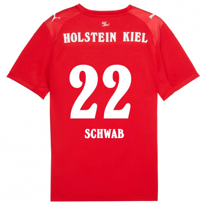 Danxen Uomo Maglia Stefan Schwab #22 Rosso Blu Kit Gara Away 2025/26 Maglietta