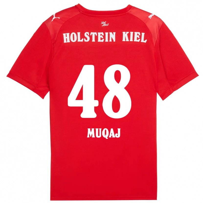 Danxen Uomo Maglia Hamza Muqaj #48 Rosso Blu Kit Gara Away 2025/26 Maglietta