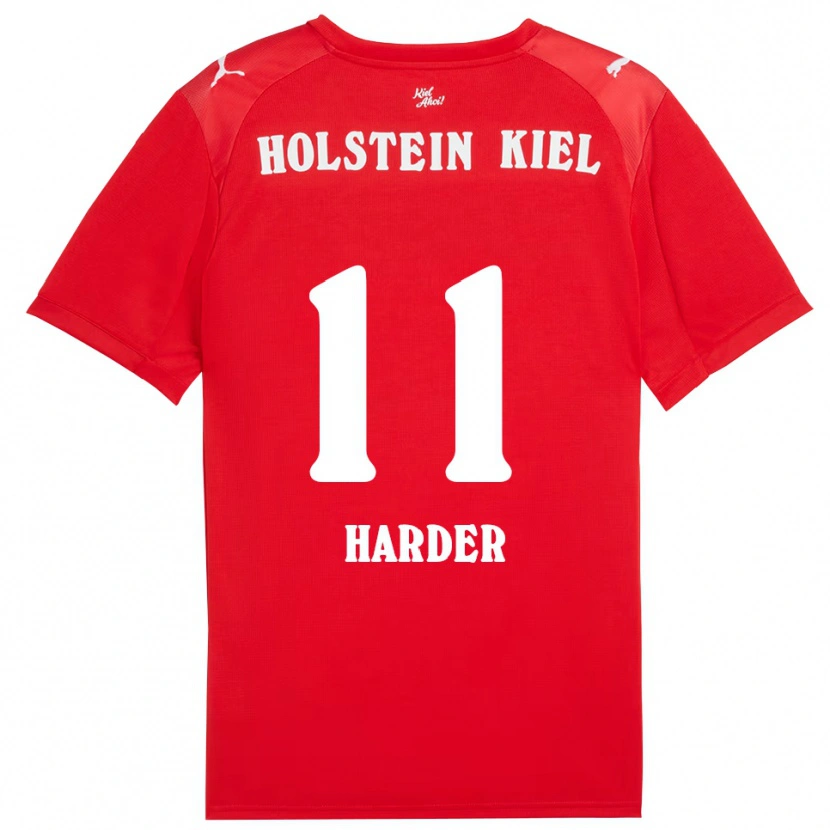 Danxen Uomo Maglia Paula Harder #11 Rosso Blu Kit Gara Away 2025/26 Maglietta
