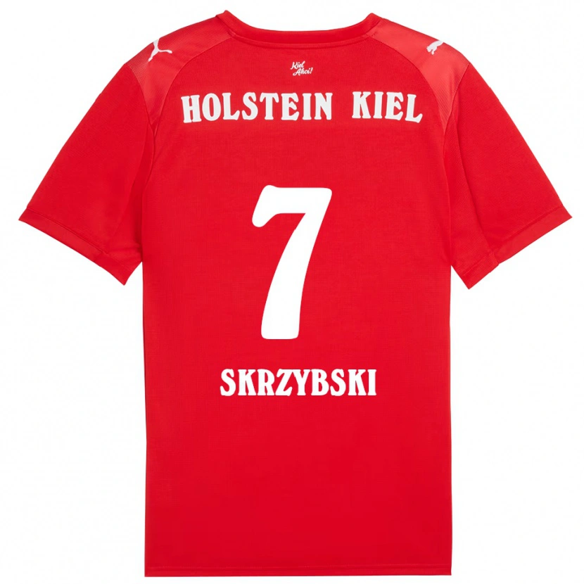 Danxen Uomo Maglia Steven Skrzybski #7 Rosso Blu Kit Gara Away 2025/26 Maglietta