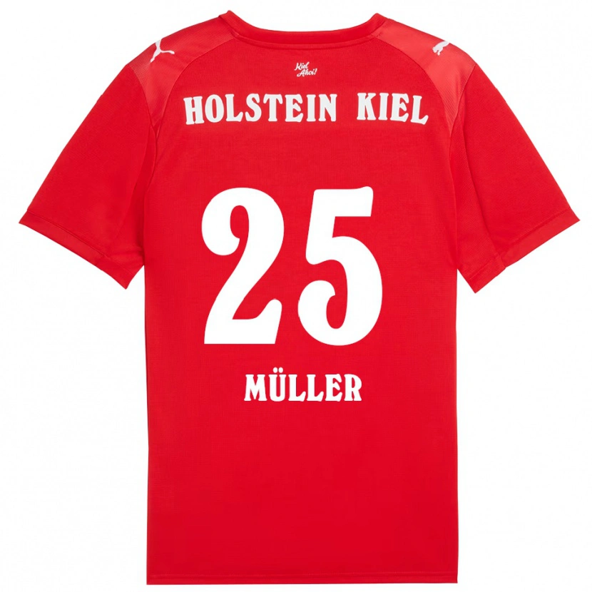 Danxen Uomo Maglia Marcus Müller #25 Rosso Blu Kit Gara Away 2025/26 Maglietta