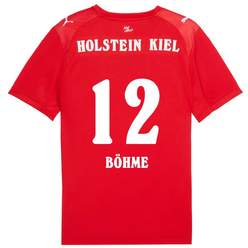 Danxen Uomo Maglia Greta Böhme #12 Rosso Blu Kit Gara Away 2025/26 Maglietta