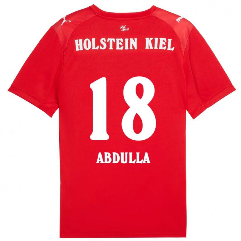 Danxen Uomo Maglia Ali Abdulla #18 Rosso Blu Kit Gara Away 2025/26 Maglietta