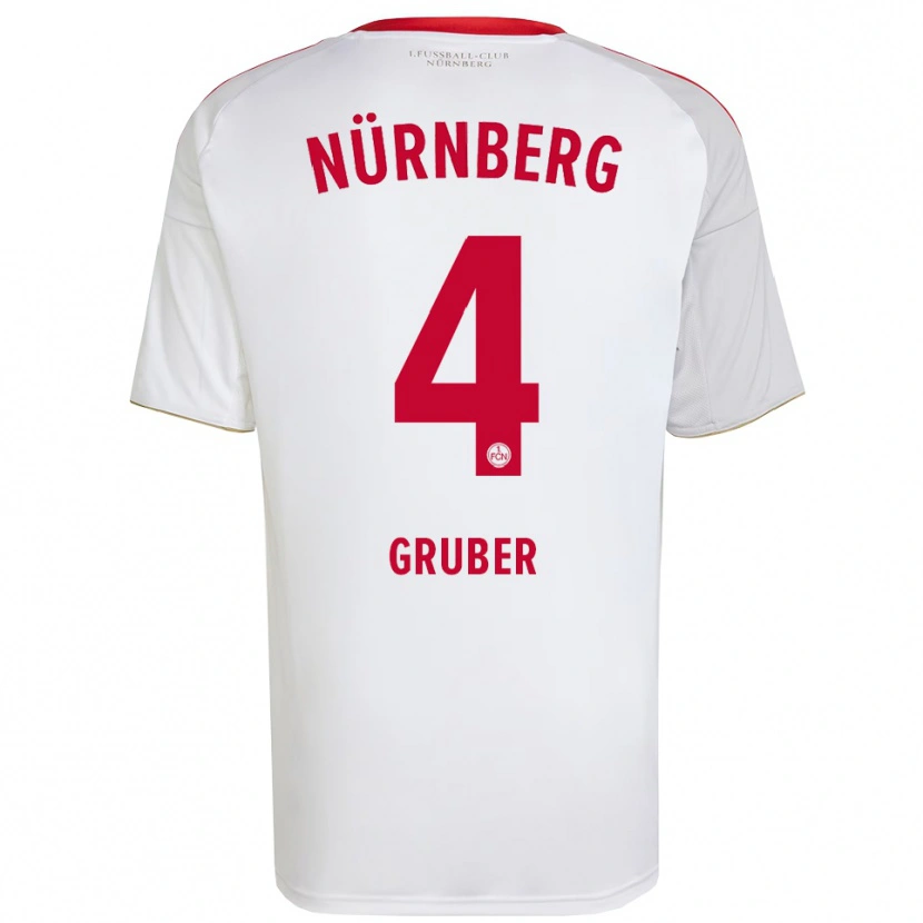 Danxen Uomo Maglia Fabio Gruber #4 Bianco Rosso Kit Gara Away 2025/26 Maglietta