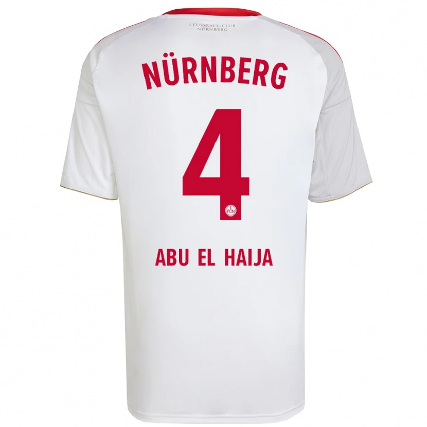 Danxen Uomo Maglia Khalid Abu El Haija #4 Bianco Rosso Kit Gara Away 2025/26 Maglietta