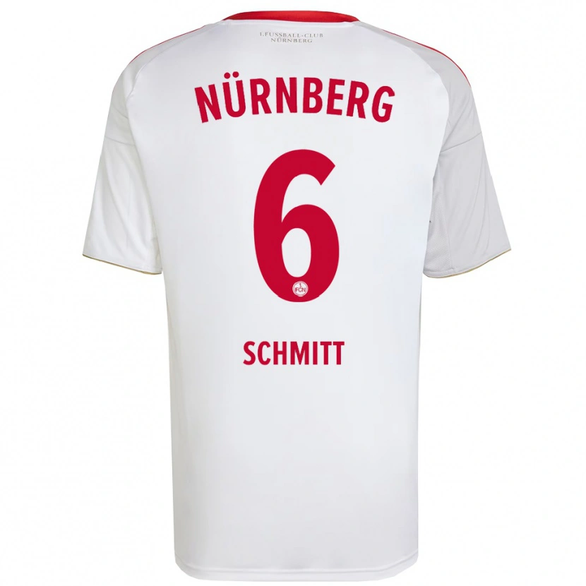 Danxen Uomo Maglia Noah Schmitt #6 Bianco Rosso Kit Gara Away 2025/26 Maglietta