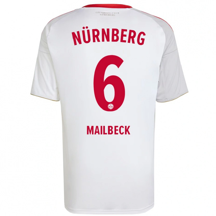 Danxen Uomo Maglia Alina Mailbeck #6 Bianco Rosso Kit Gara Away 2025/26 Maglietta