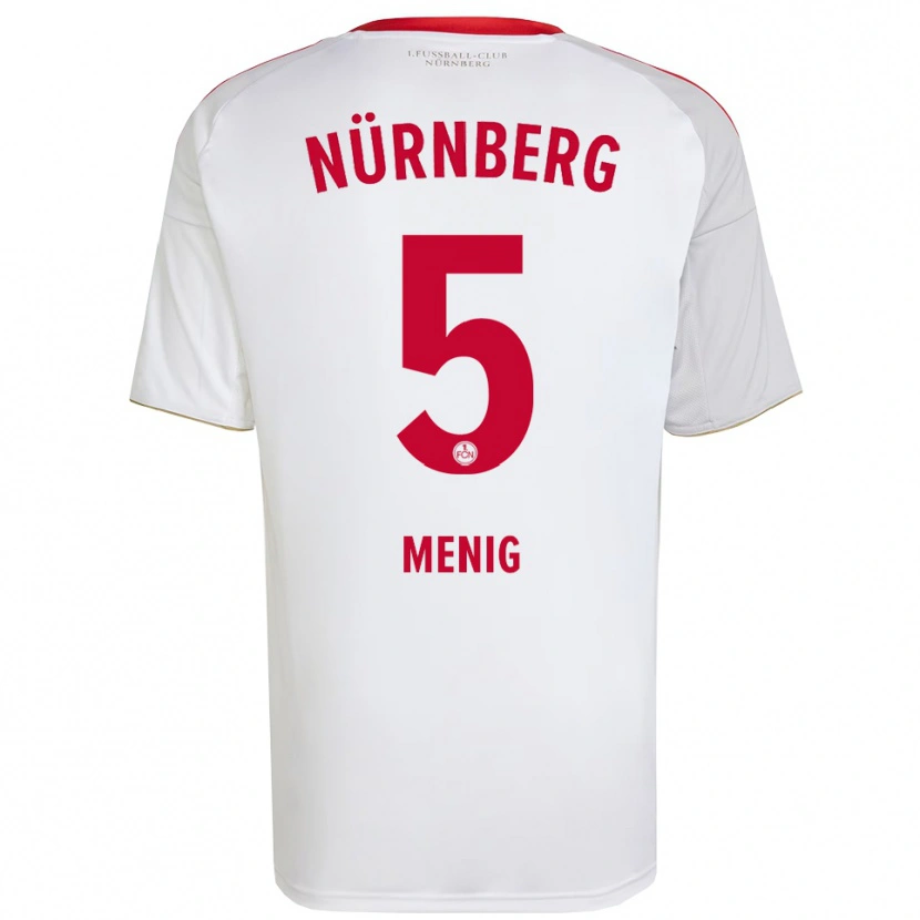 Danxen Uomo Maglia Fabian Menig #5 Bianco Rosso Kit Gara Away 2025/26 Maglietta