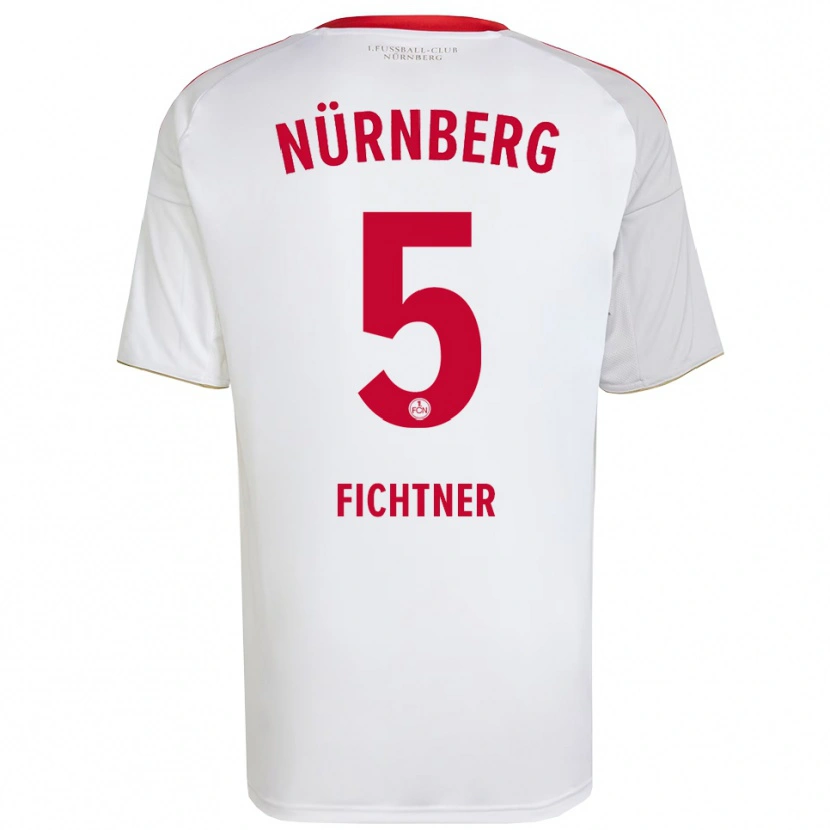 Danxen Uomo Maglia Tom Fichtner #5 Bianco Rosso Kit Gara Away 2025/26 Maglietta
