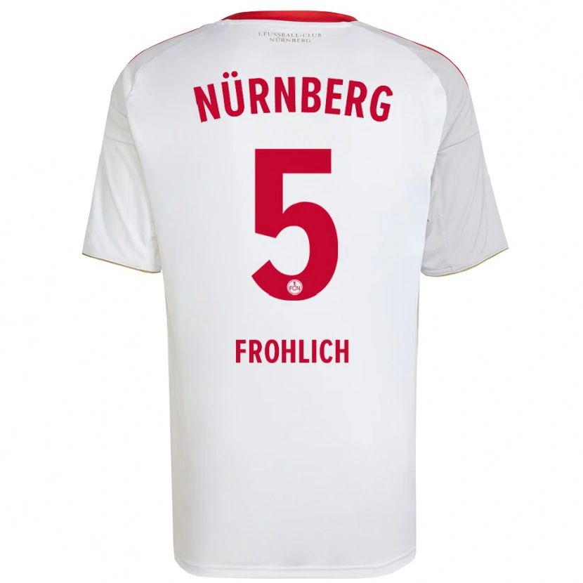 Danxen Uomo Maglia Clara Fröhlich #5 Bianco Rosso Kit Gara Away 2025/26 Maglietta