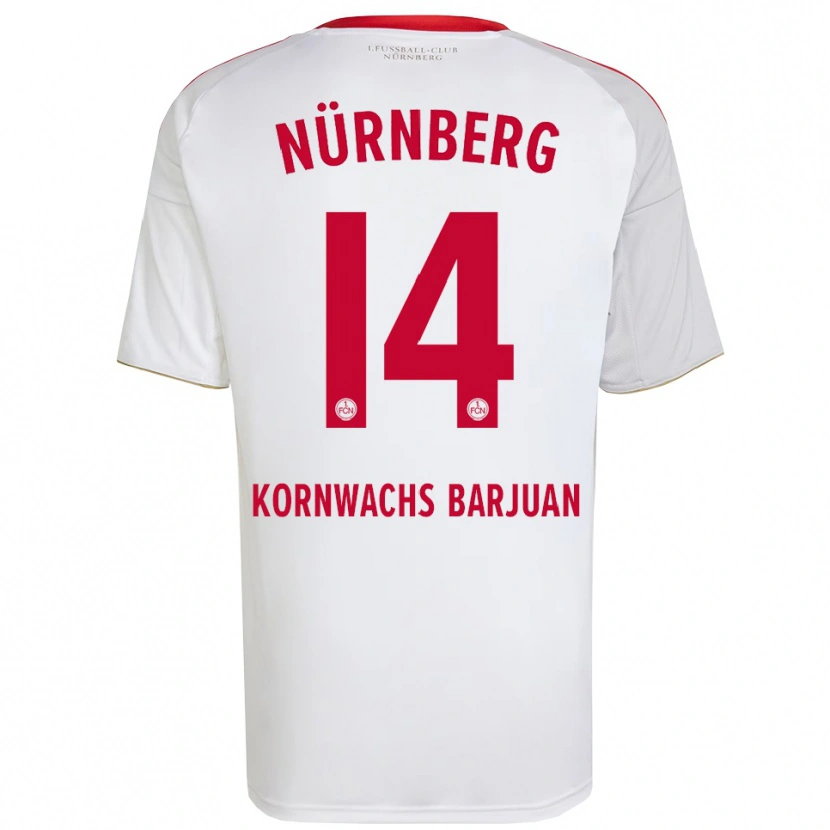 Danxen Uomo Maglia Marc Kornwachs Barjuan #14 Bianco Rosso Kit Gara Away 2025/26 Maglietta