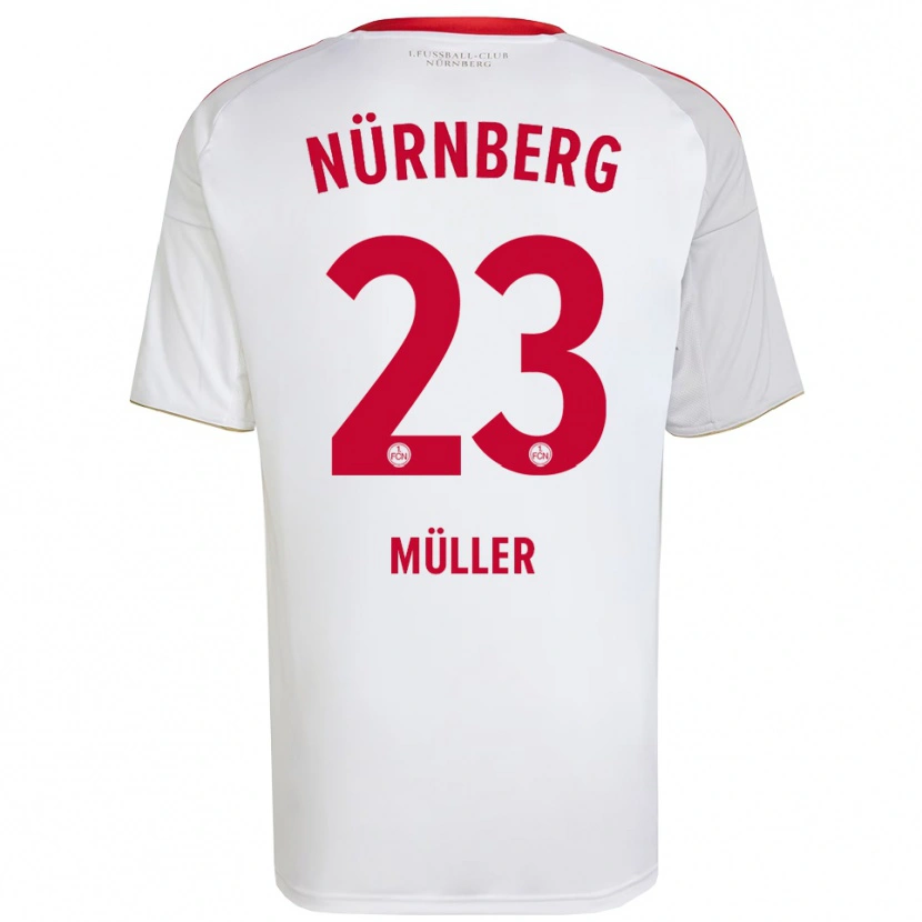 Danxen Uomo Maglia Paul Müller #23 Bianco Rosso Kit Gara Away 2025/26 Maglietta