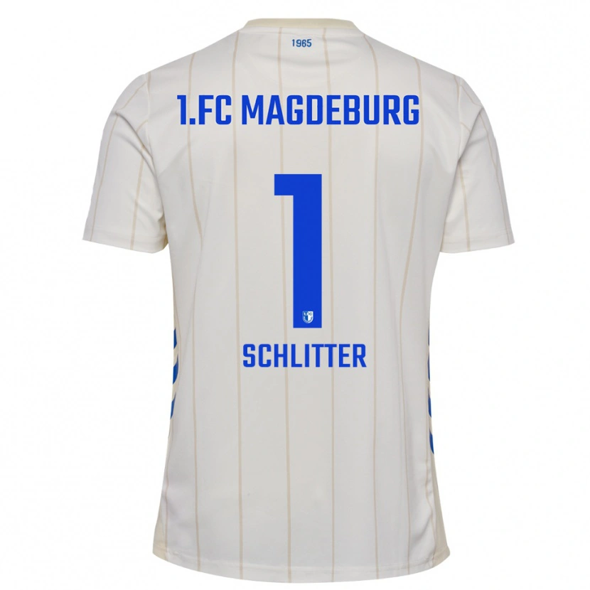 Danxen Uomo Maglia Tom Schlitter #1 Bianco Blu Kit Gara Away 2025/26 Maglietta