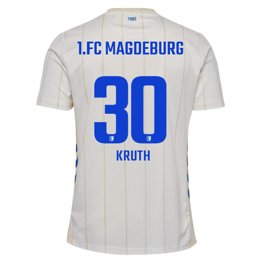 Danxen Uomo Maglia Noah Kruth #30 Bianco Blu Kit Gara Away 2025/26 Maglietta