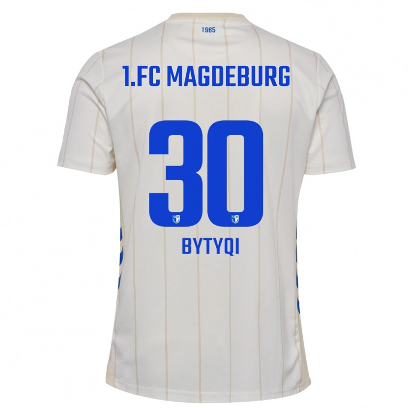 Danxen Uomo Maglia Enis Bytyqi #30 Bianco Blu Kit Gara Away 2025/26 Maglietta