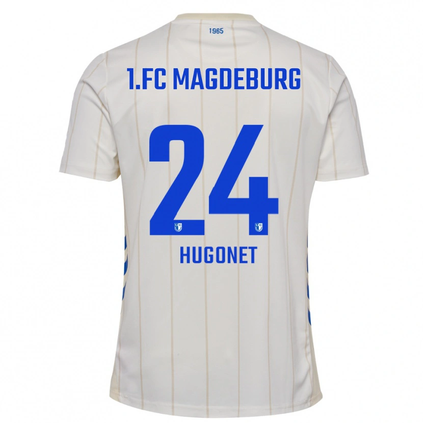 Danxen Uomo Maglia Jean Hugonet #24 Bianco Blu Kit Gara Away 2025/26 Maglietta