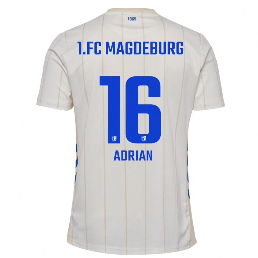 Danxen Uomo Maglia Max Adrian #16 Bianco Blu Kit Gara Away 2025/26 Maglietta