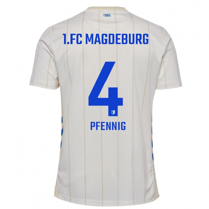 Danxen Uomo Maglia Julius Pfennig #4 Bianco Blu Kit Gara Away 2025/26 Maglietta