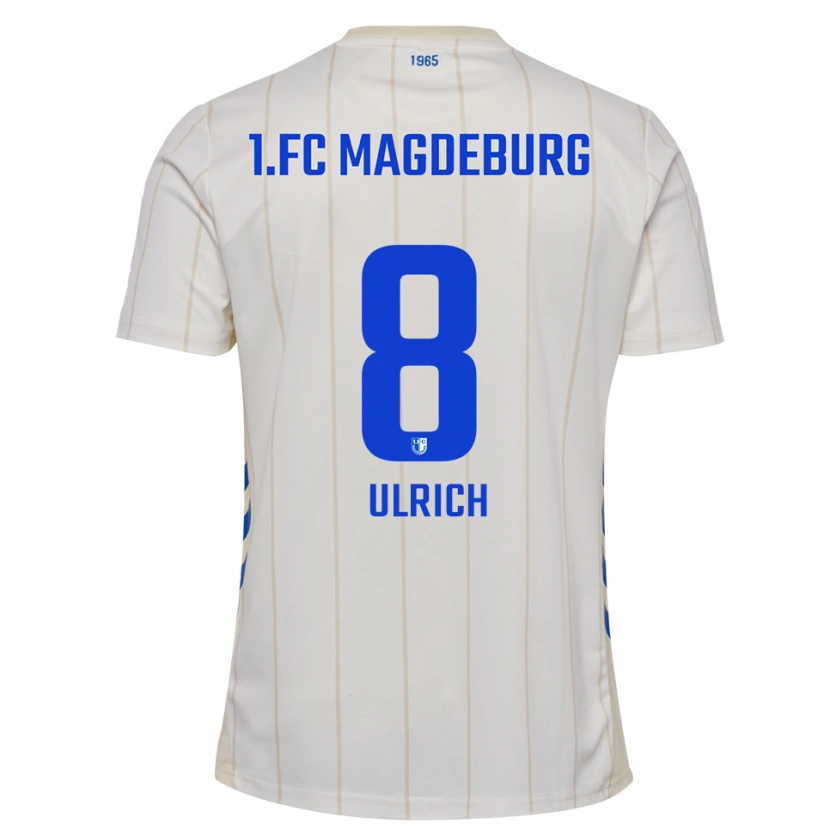 Danxen Uomo Maglia Laurin Ulrich #8 Bianco Blu Kit Gara Away 2025/26 Maglietta