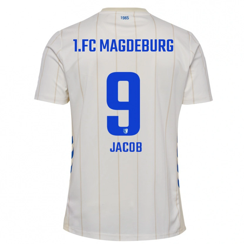 Danxen Uomo Maglia Tyler Jacob #9 Bianco Blu Kit Gara Away 2025/26 Maglietta