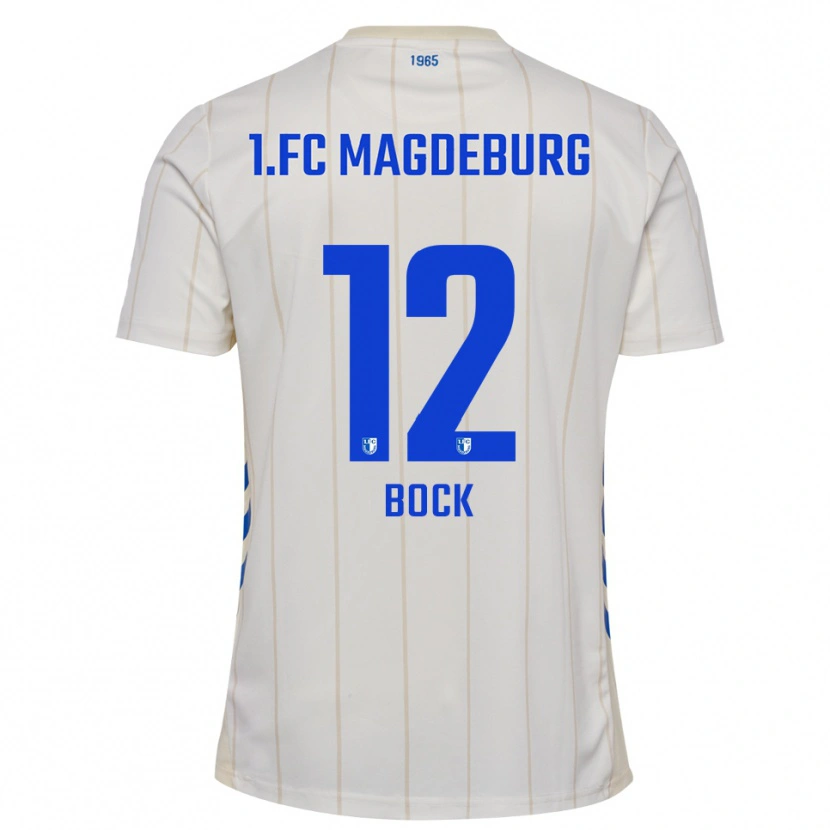 Danxen Uomo Maglia Armin Bock #12 Bianco Blu Kit Gara Away 2025/26 Maglietta