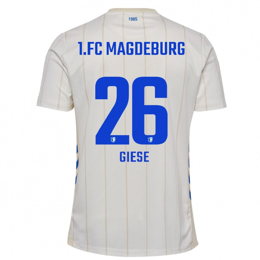Danxen Uomo Maglia Johanna Giese #26 Bianco Blu Kit Gara Away 2025/26 Maglietta
